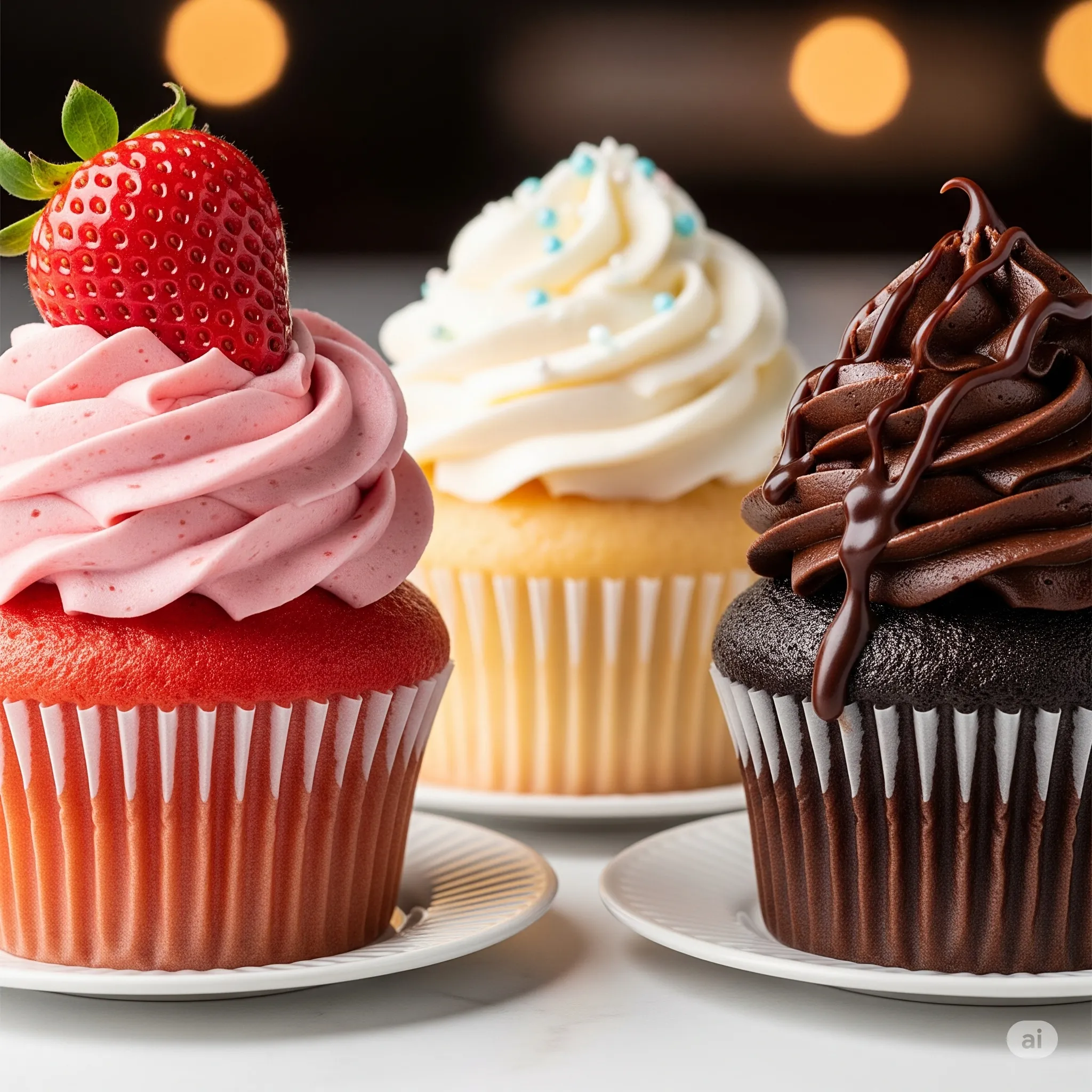 Cup Cake - Strawberry, Chocolate, Vanilla