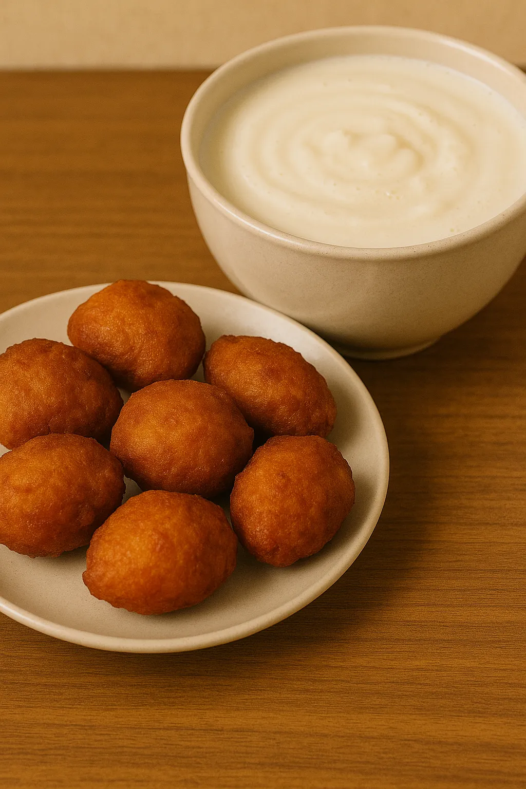 Akara (7 pieces), Pap, and Milk